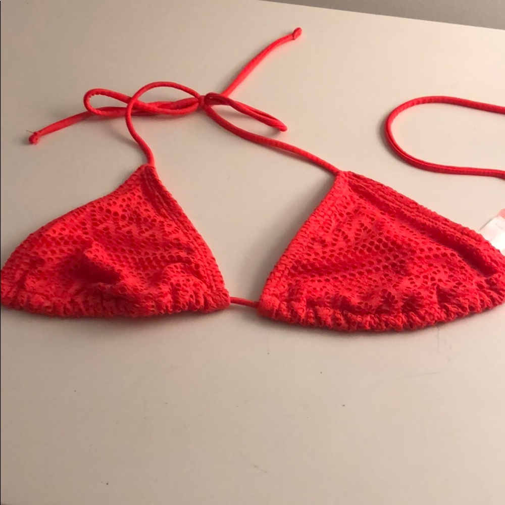 Pink triangle bikini top
